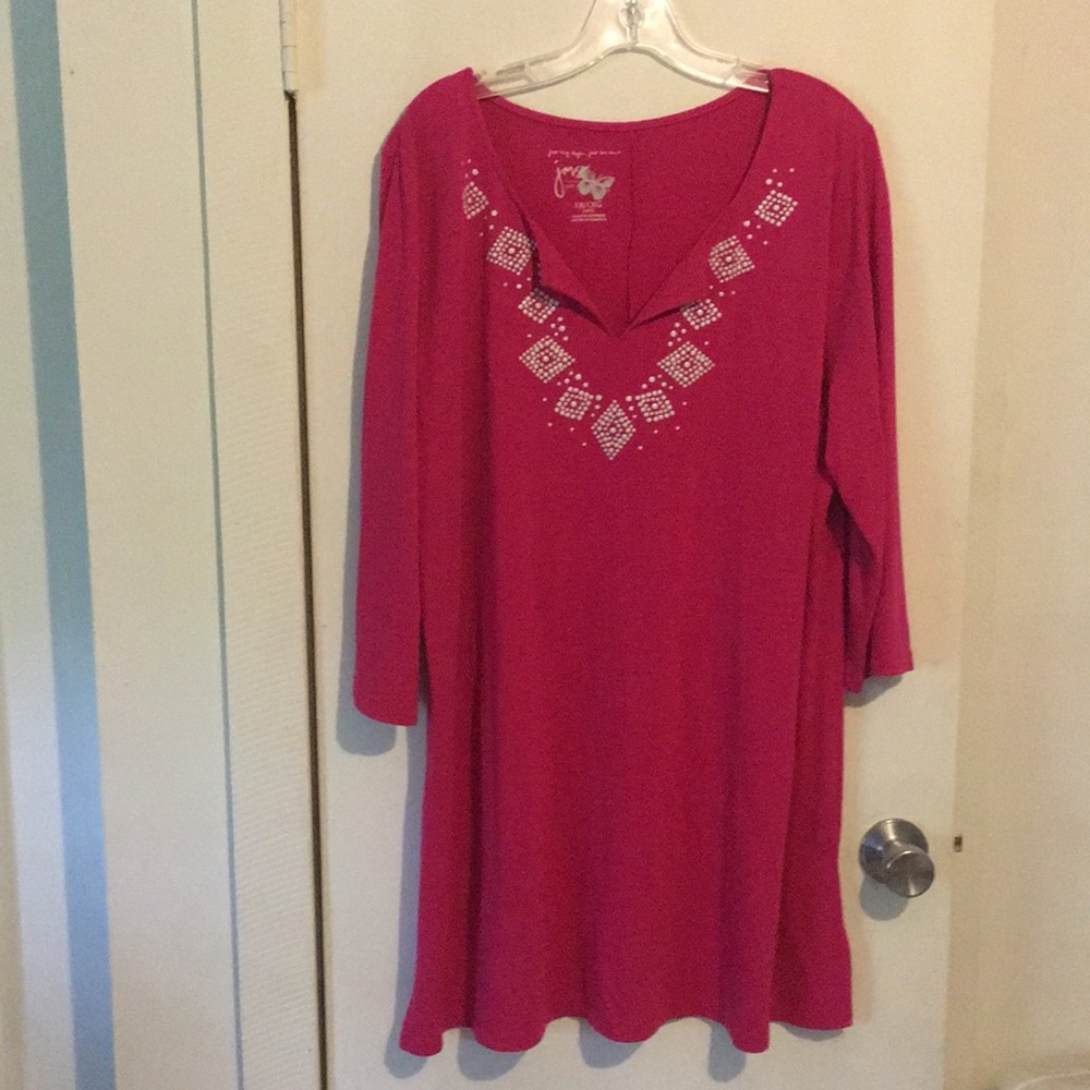 Plus Size Just My Size Tunic 3/4 Sleeve Tee Shirt: Size 1X